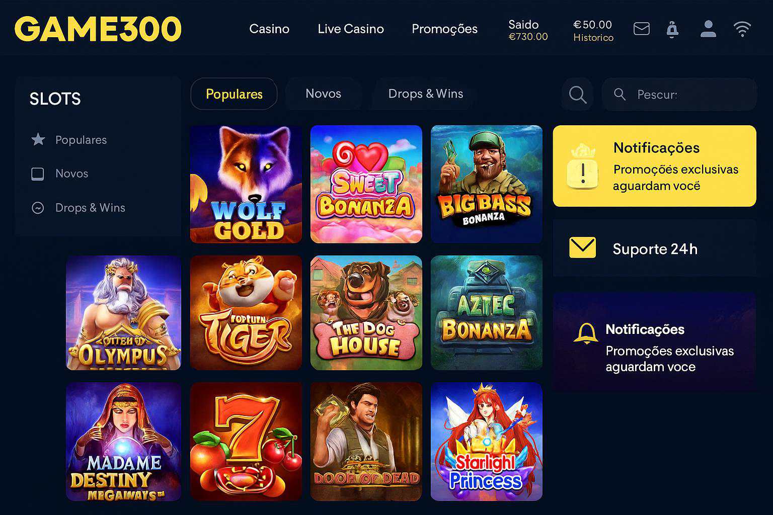Explore o mundo das slot machines no GAME300 Casino